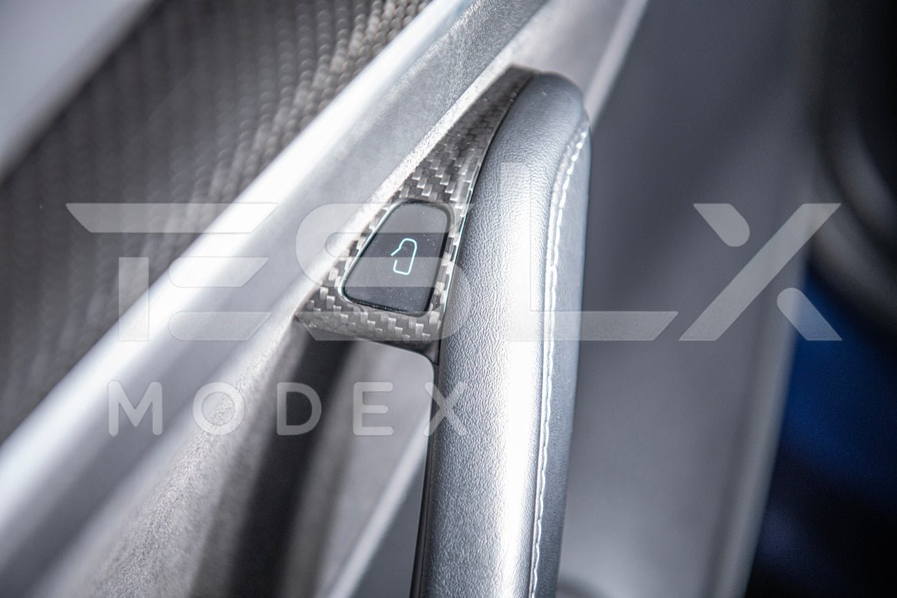 Tesla Model 3 Model Y Carbon Fiber Interior Door Glass Lifting Panel Cover 2020-2024