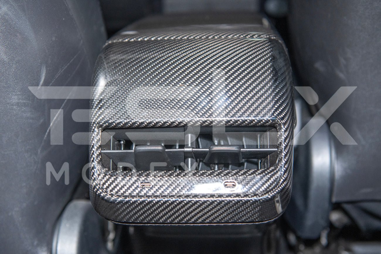 Tesla Model 3 Model Y Carbon Fiber Interior Rear Air Outlet Cover 2020-2024