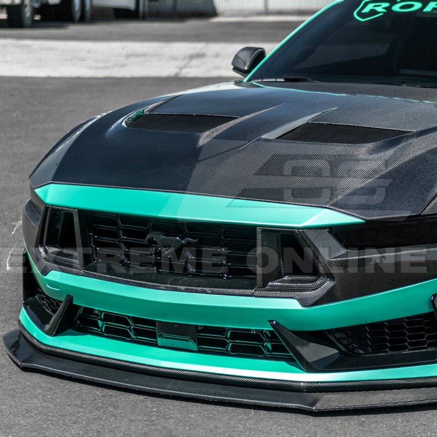 Ford Mustang S650 Dark Horse Factory Style Dry Carbon Fiber Front Upper Lower Side Grille Trim Inserts 2024-Present