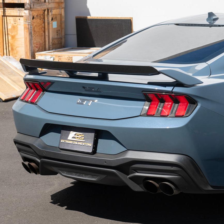 Ford Mustang S650 GT Performance Style Rear Gurney Flap Spoiler Matte Black Carbon Finish 2024-Up