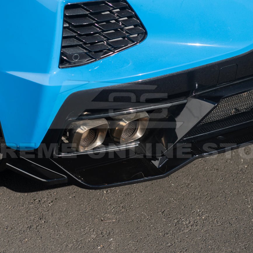 Chevrolet Corvette C8 Performance Style Matte Black Rear Diffuser Lip Winglet Kit 2020-2026