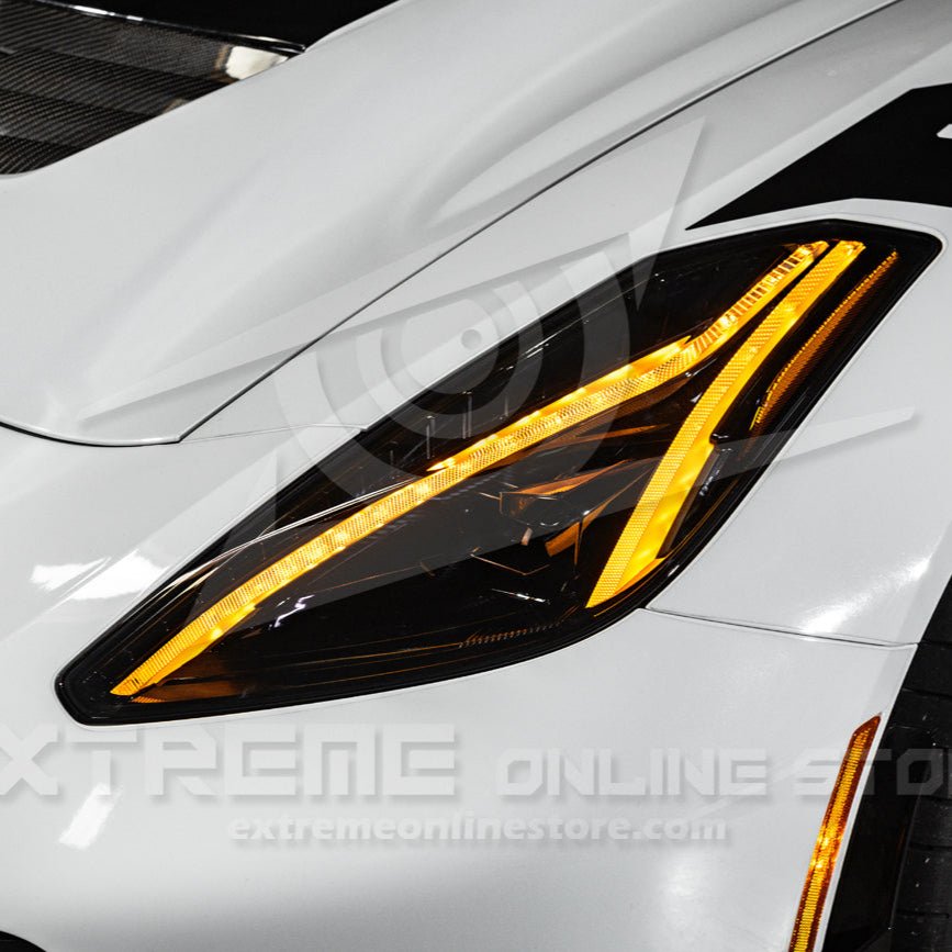 Chevrolet Corvette C7 C8 Style Smoke LED Sequential Headlights 2014-2019