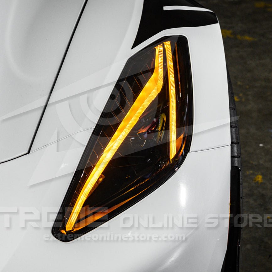 Chevrolet Corvette C7 C8 Style Smoke LED Sequential Headlights 2014-2019