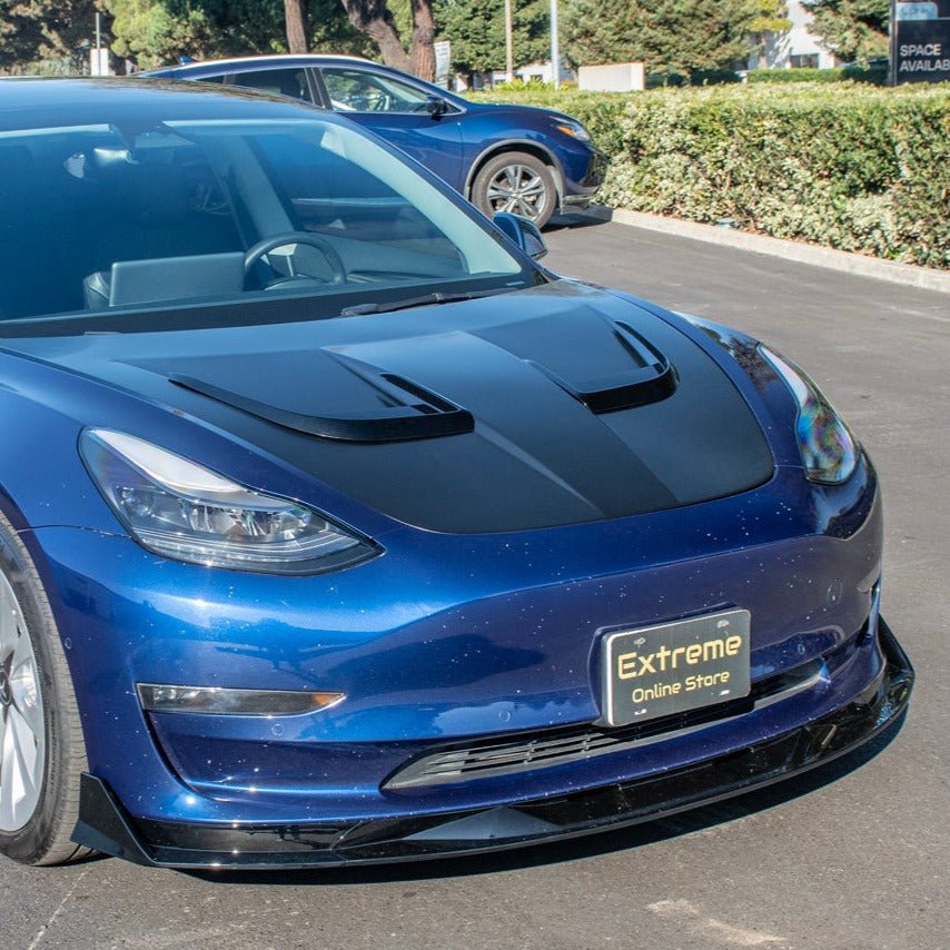 Tesla Model 3 Track Style Gloss Black Front Splitter 2017-2023