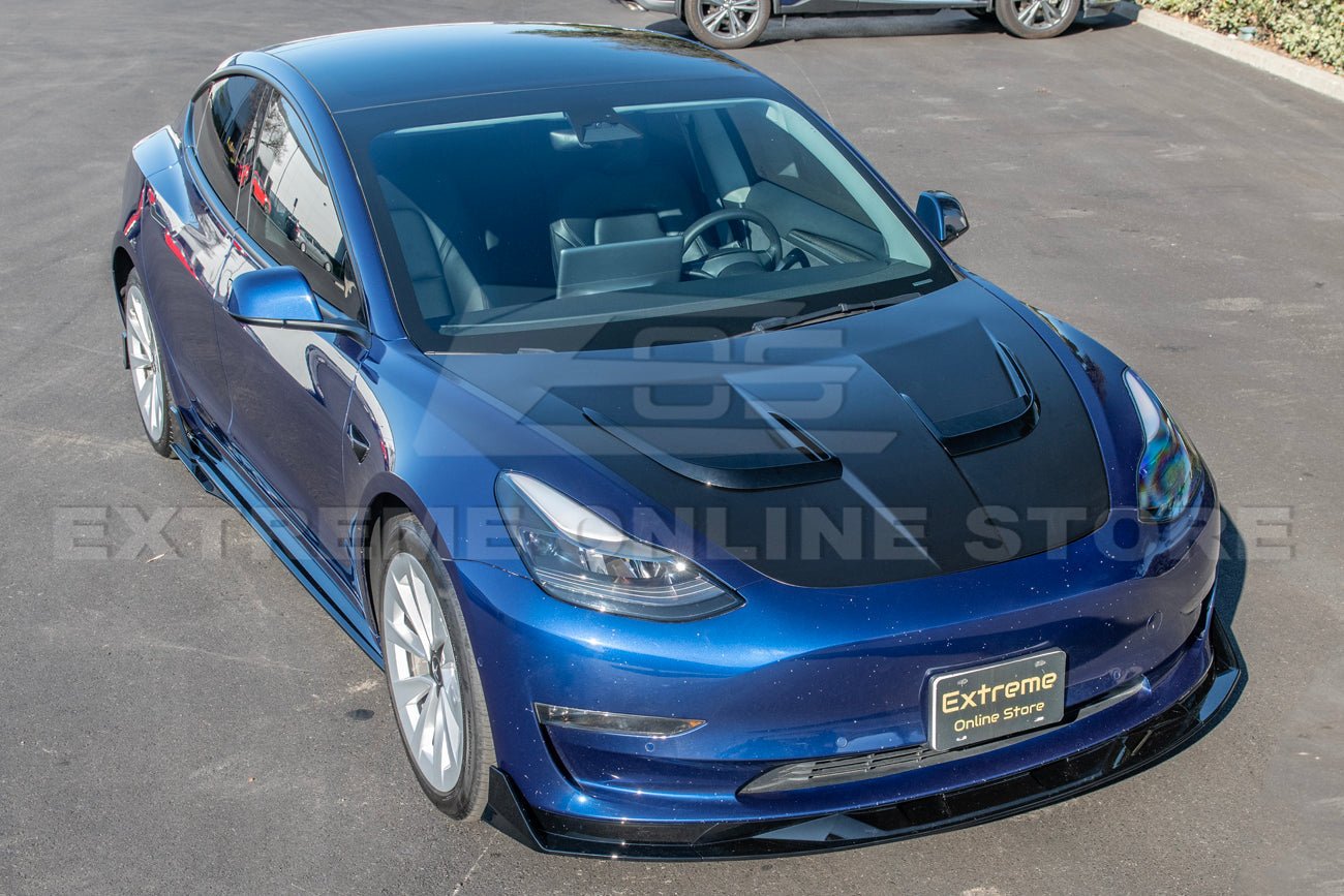 Tesla Model 3 Track Style Gloss Black Front Splitter 2017-2023