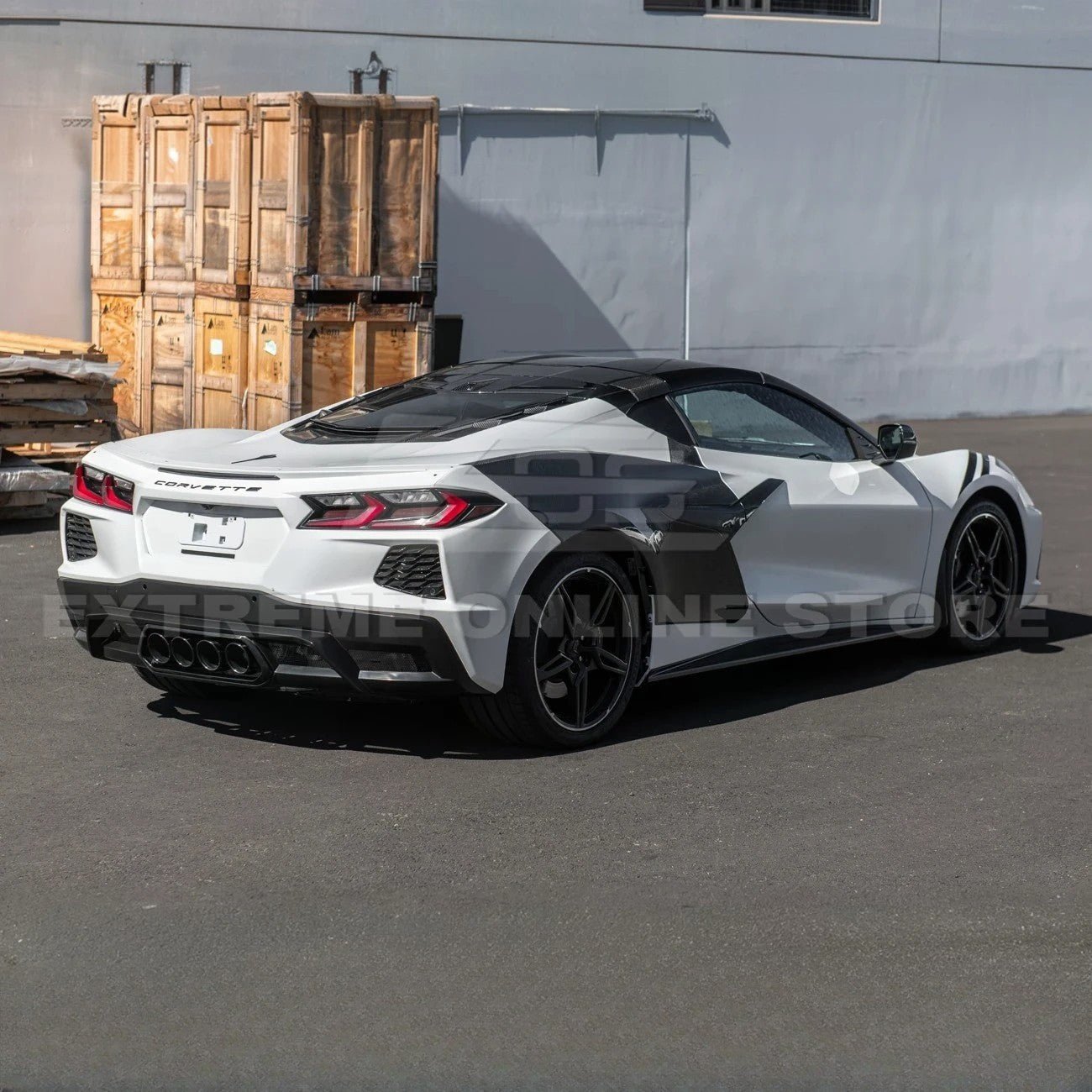 Chevrolet Corvette C8 Z06 Package Style Matte Black Rear Center Quad Exit Diffuser 2020-Up