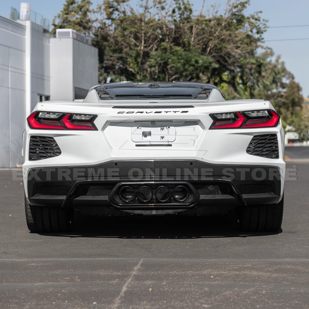 Chevrolet Corvette C8 Z06 Package Style Matte Black Rear Center Quad Exit Diffuser 2020-Up