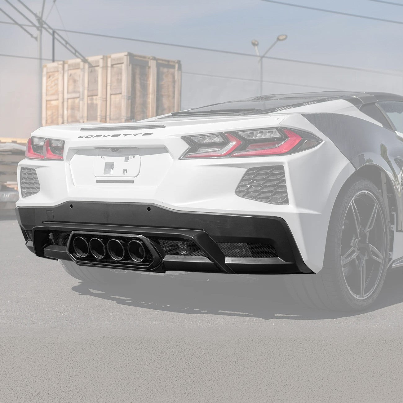 Chevrolet Corvette C8 Z06 Package Style Matte Black Rear Center Quad Exit Diffuser 2020-Up