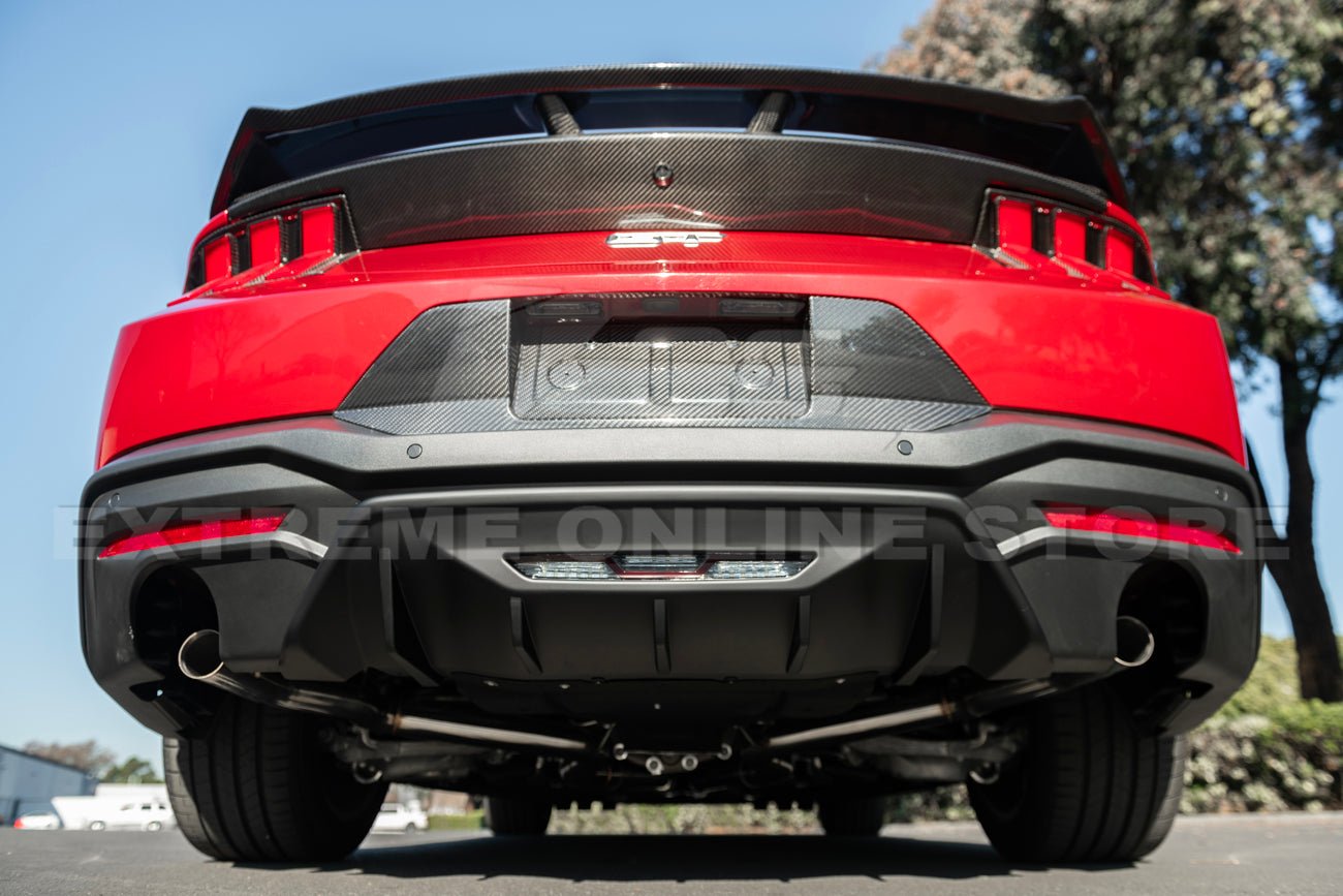 Ford Mustang S650 Performance Style Dry Carbon Fiber Rear Finned Bumper Diffuser 2024-Up