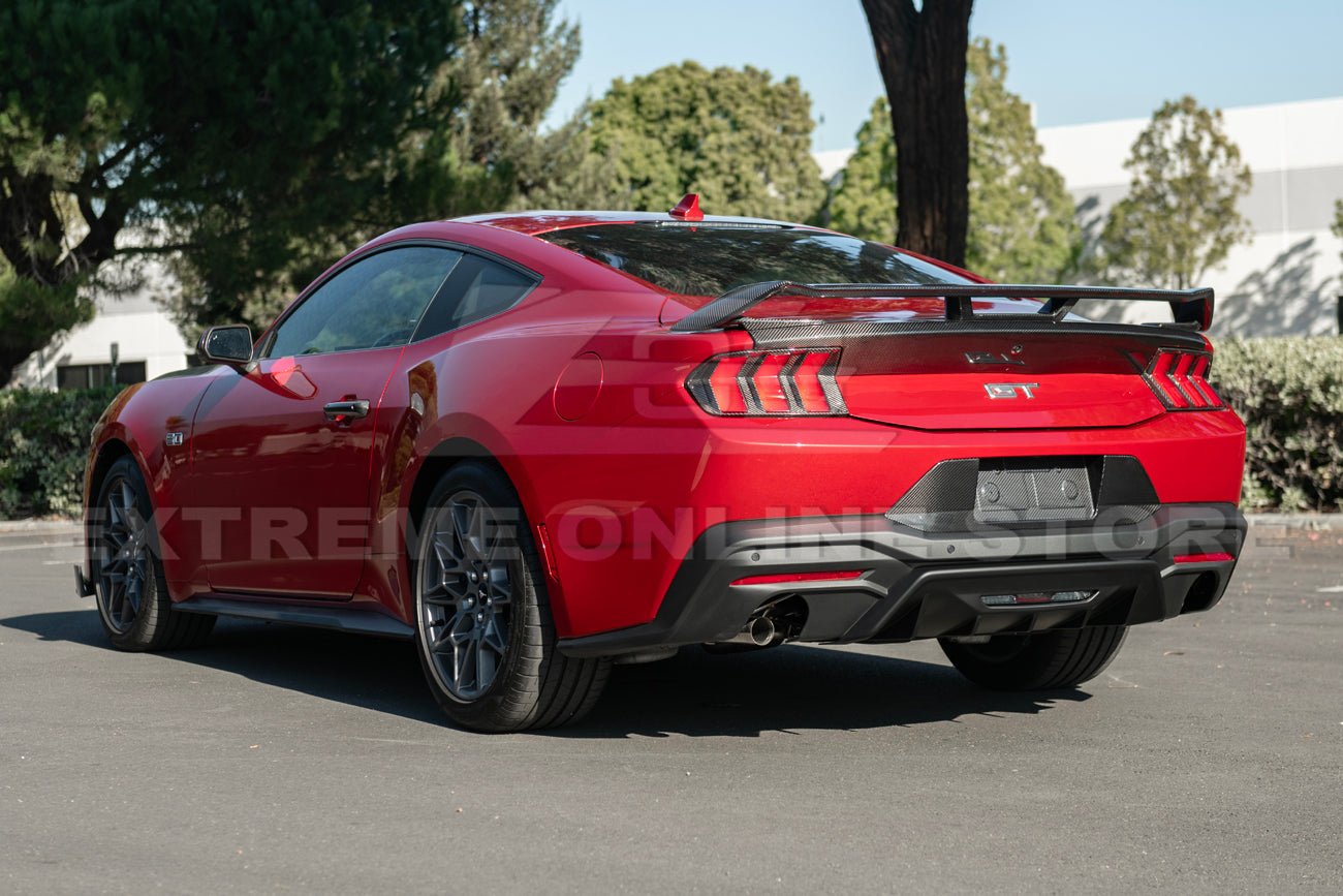 Ford Mustang S650 Performance Style Dry Carbon Fiber Rear Finned Bumper Diffuser 2024-Up