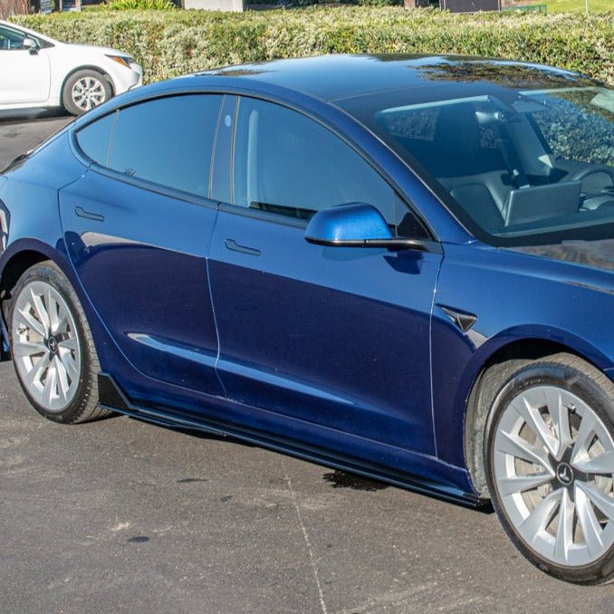 Tesla Model 3 Track Style Gloss Black Side Skirts Rocker Panels 2017-2023