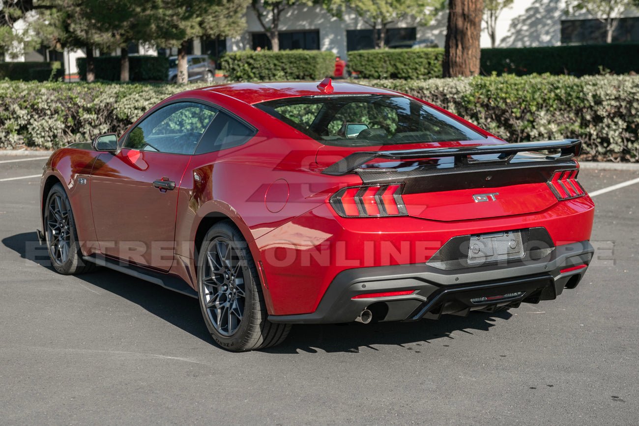 Ford Mustang S650 Performance Style Dry Carbon Fiber Rear Finned Bumper Diffuser 2024-Up