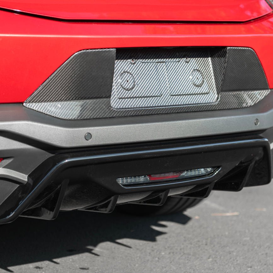 Ford Mustang S650 Performance Style Dry Carbon Fiber Rear Finned Bumper Diffuser 2024-Up