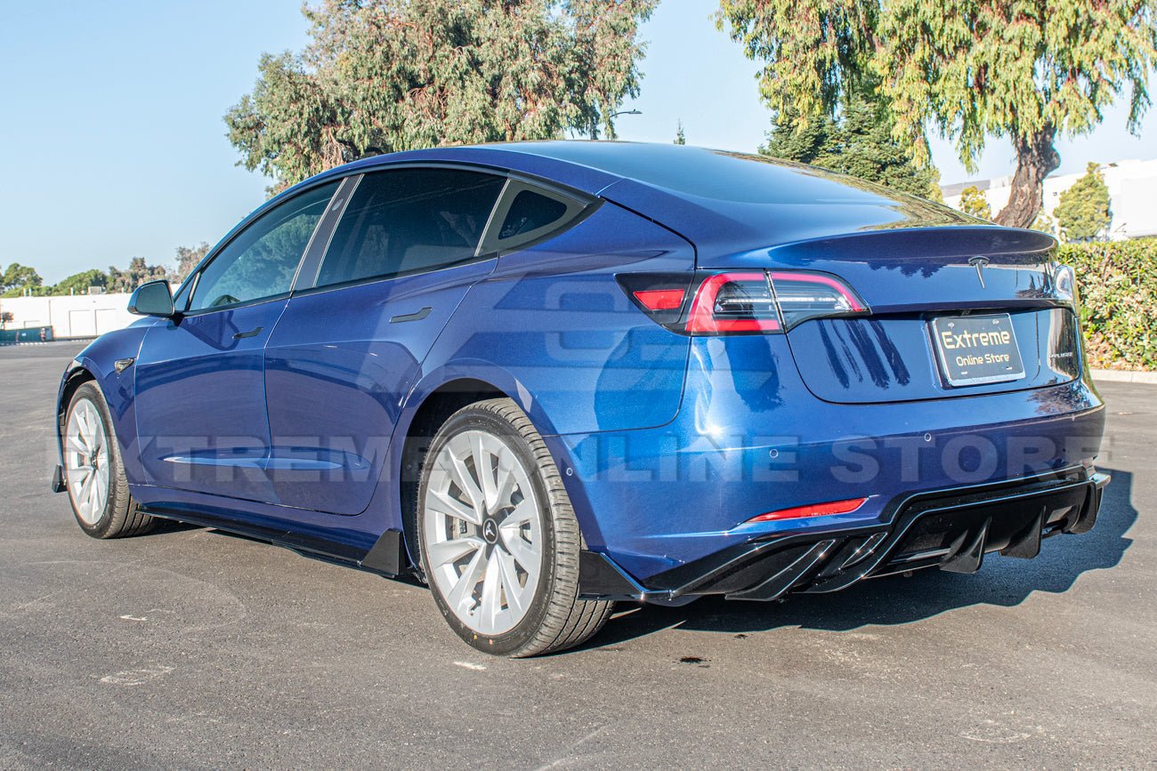 Tesla Model 3 Track Style Gloss Black Side Skirts Rocker Panels 2017-2023