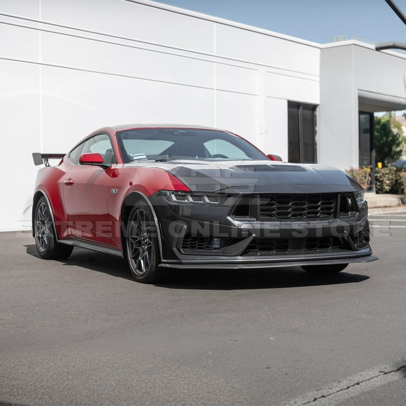 Ford Mustang S650 Dark Horse Style Primed Black Front Bumper Conversion Kit 2024-Up