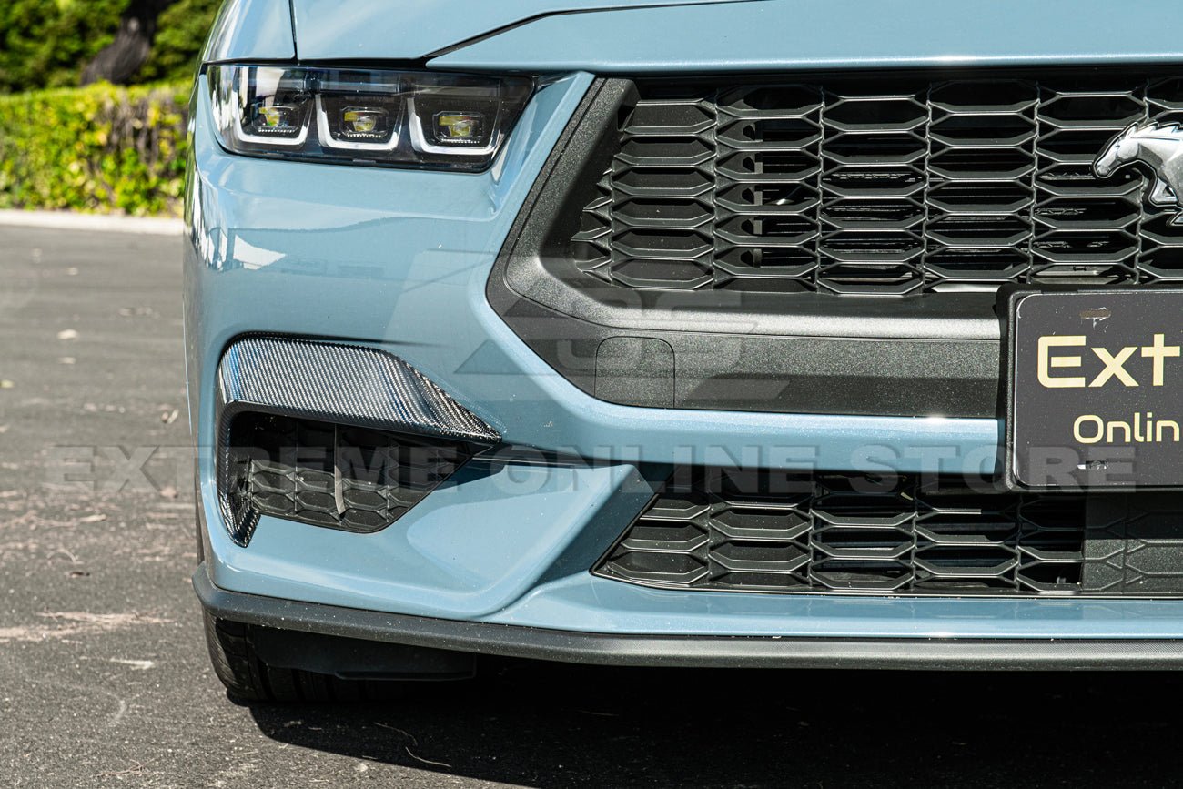 Ford Mustang S650 Dry Carbon Fiber Front Lower Side Grille Inserts 2024-Up