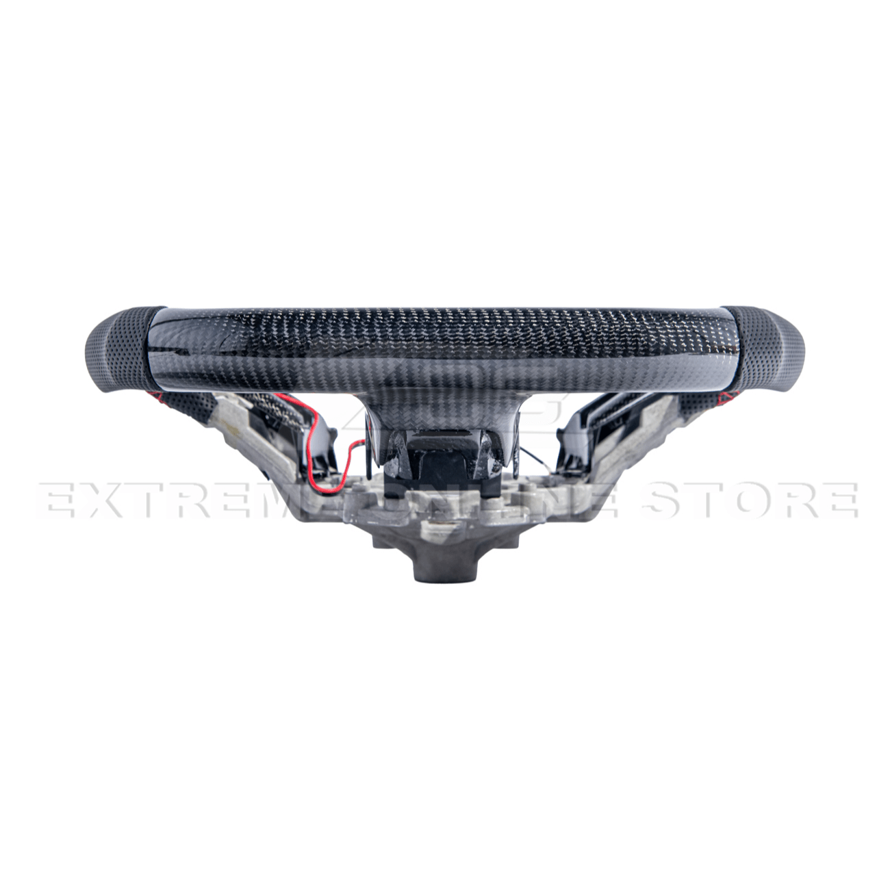 Mustang S550 Black Leather Red Stitching Carbon Fiber Steering Wheel 2015-2023