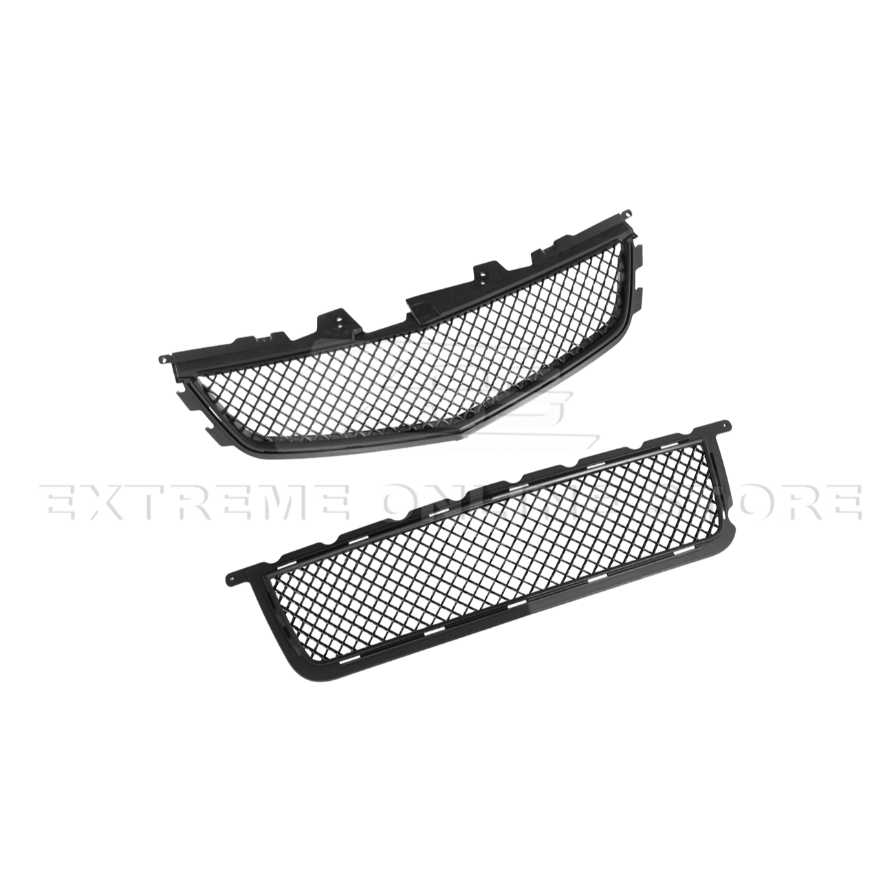 Cadillac CTS-V Diamond Mesh Badgeless Front Upper Lower Grille Set Matte Black 2009-2015