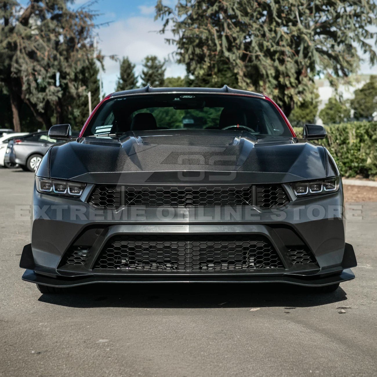 Mustang S650 GTD Style Primed Front Bumper Conversion Kit Grille Lip 2024-Up