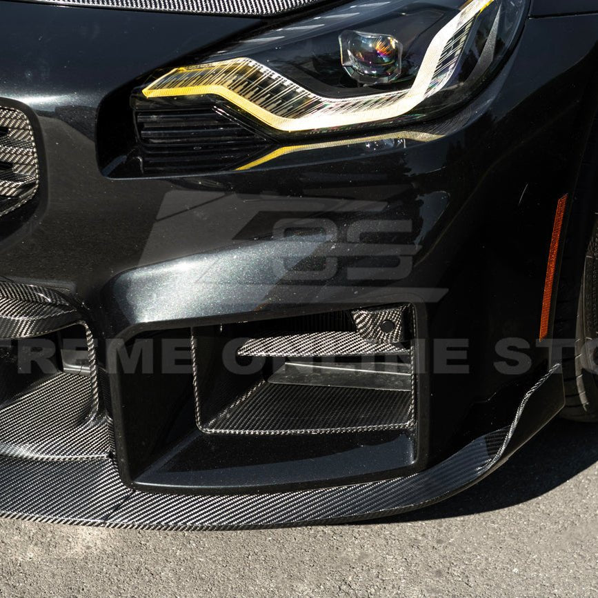 BMW G87 M2 TR Style 3PCS Dry Carbon Fiber Front Bumper Splitter Lip 2023-Up