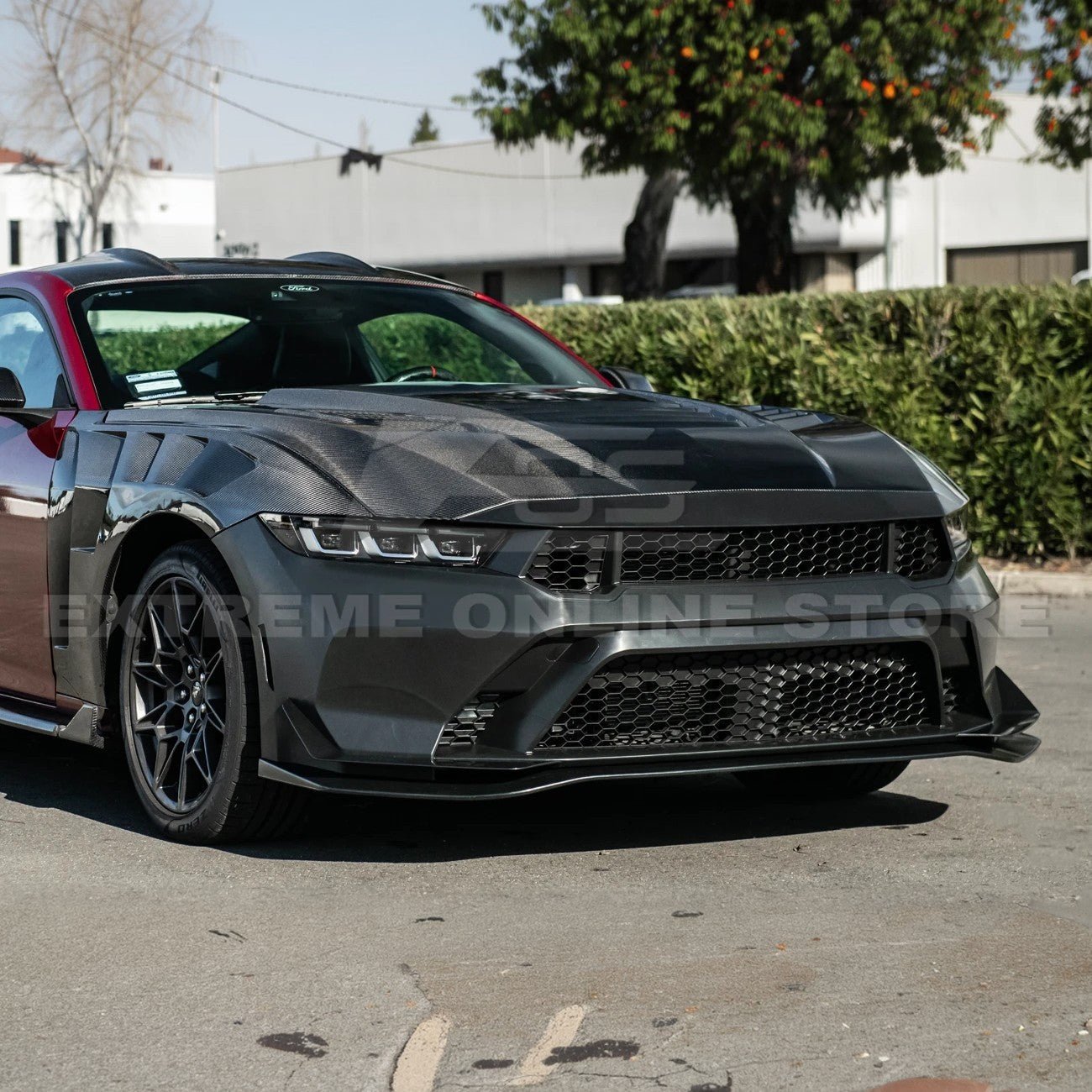 Mustang S650 GTD Style Primed Front Bumper Conversion Kit Grille Lip 2024-Up