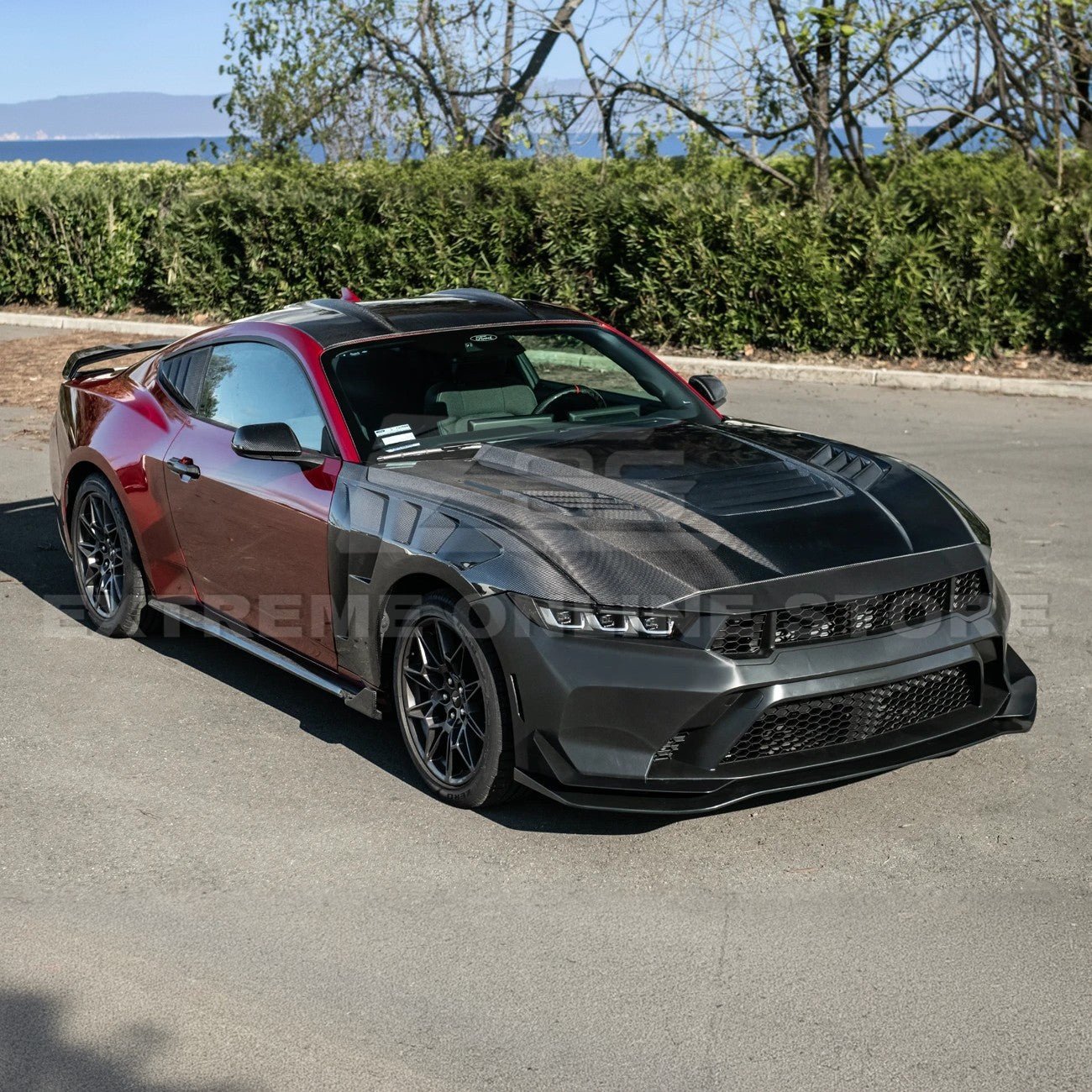 Mustang S650 GTD Style Primed Front Bumper Conversion Kit Grille Lip 2024-Up