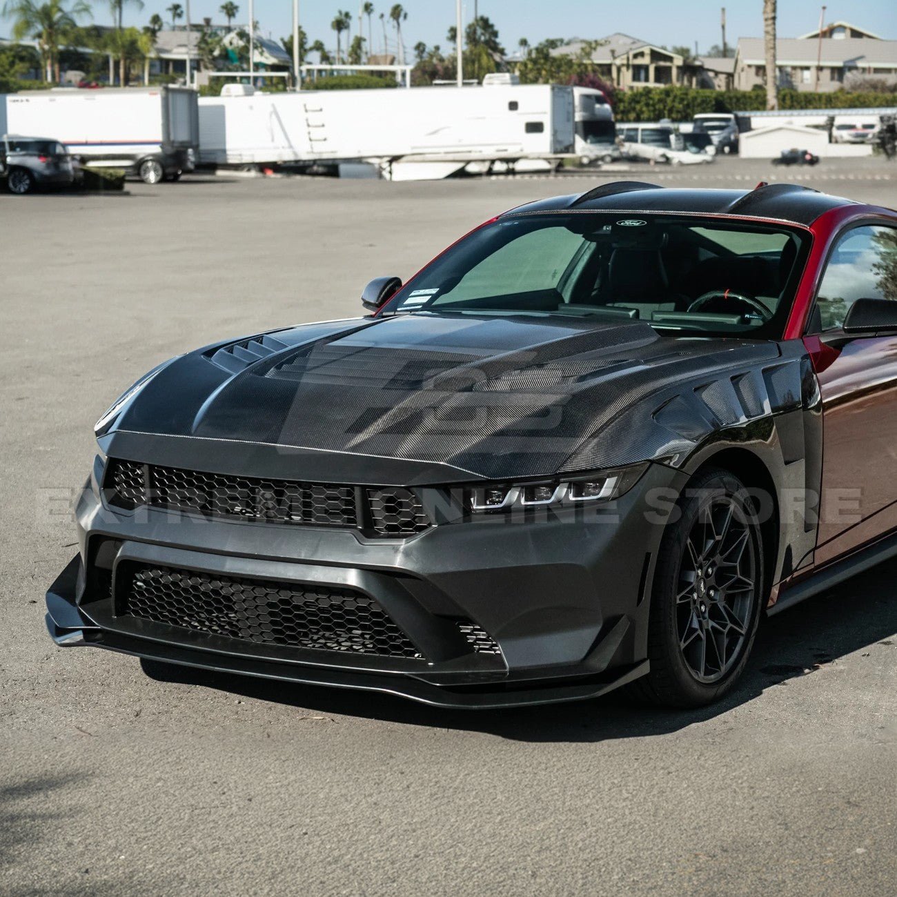 Mustang S650 GTD Style Primed Front Bumper Conversion Kit Grille Lip 2024-Up