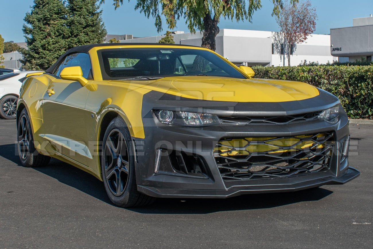 Chevrolet Camaro 6th Gen ZL1 Style Primed Black Front Bumper Conversion Kit With DRL 2016-2018