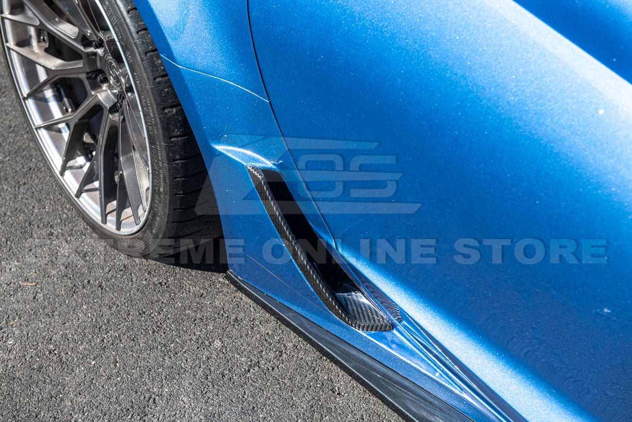 Chevrolet Corvette C7 Z06 ZR1 Grand Sport Dry Carbon Fiber Side Rocker Brake Scoop Vent Covers 2014-2019