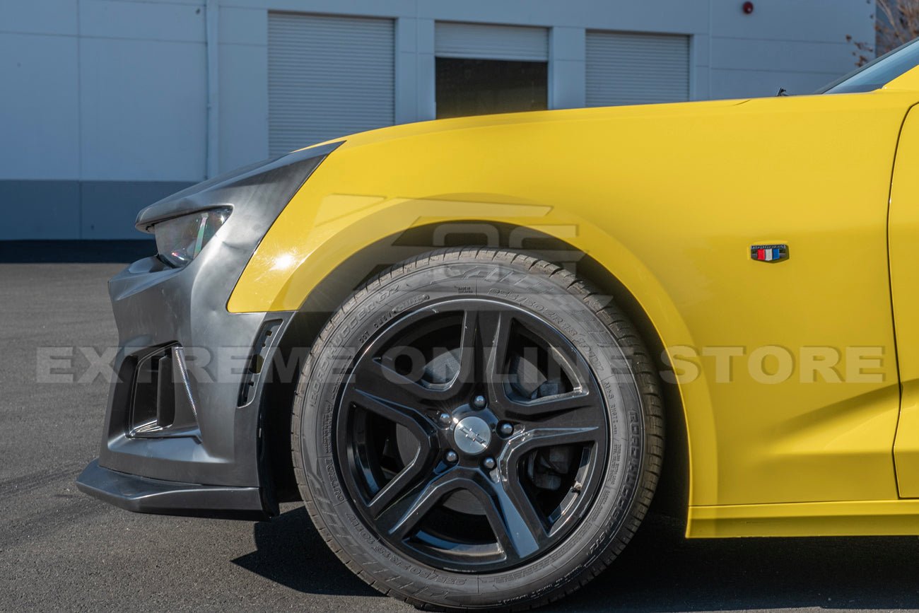 Chevrolet Camaro 6th Gen ZL1 Style Primed Black Front Bumper Conversion Kit With DRL 2016-2018