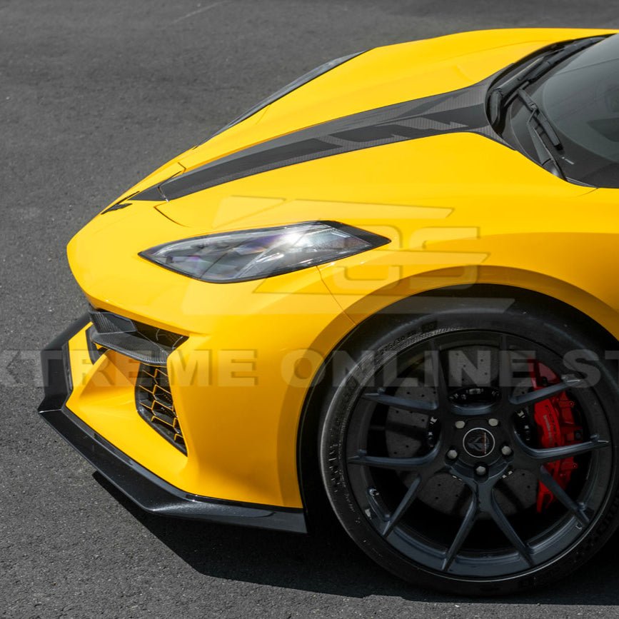 Chevrolet Corvette C8 Z06 Z07 Style Carbon Fiber Front Splitter and Canards Kit 2023-Up