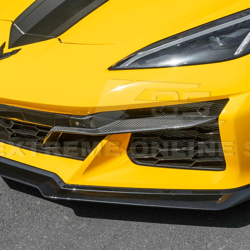 Chevrolet Corvette C8 Z06 Z07 Style Carbon Fiber Front Splitter and Canards Kit 2023-Up