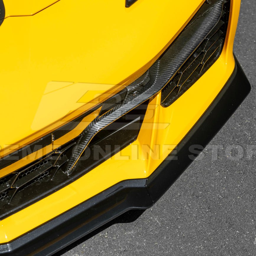 Chevrolet Corvette C8 Z06 Z07 Style Carbon Fiber Front Splitter and Canards Kit 2023-Up