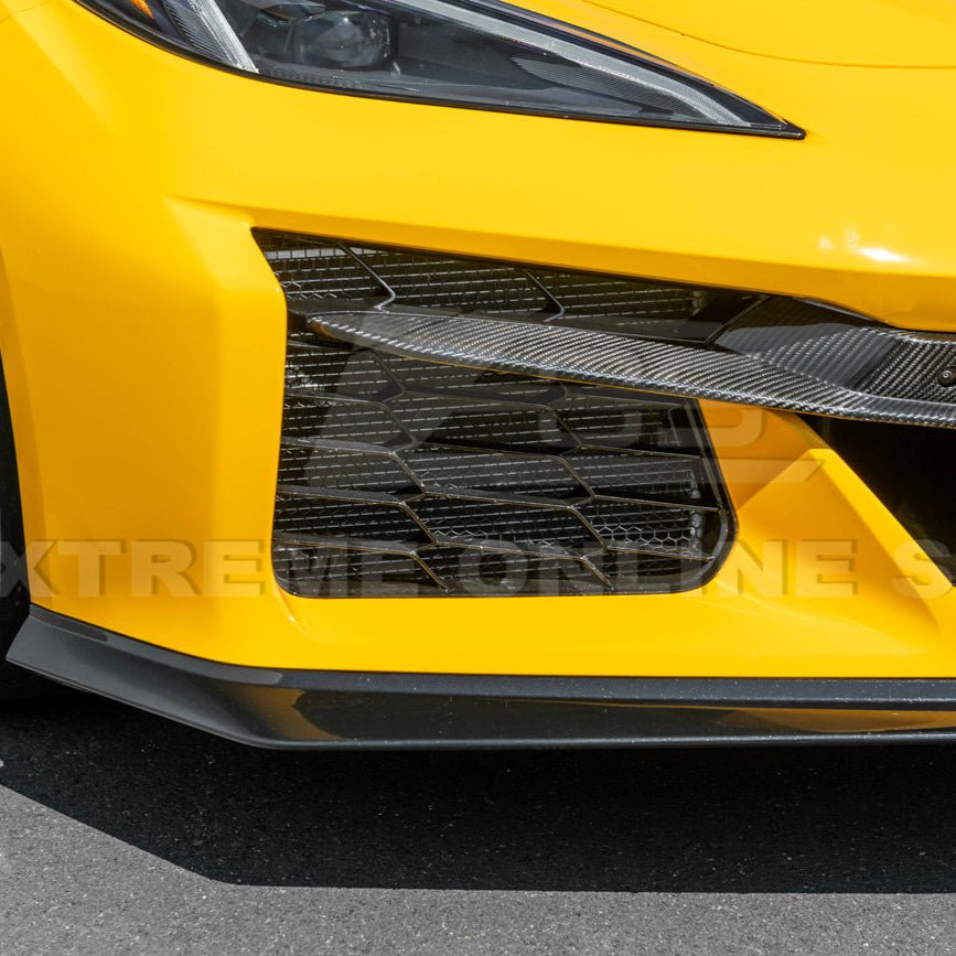 Chevrolet Corvette C8 Z06 Z07 Style Carbon Fiber Front Splitter and Canards Kit 2023-Up