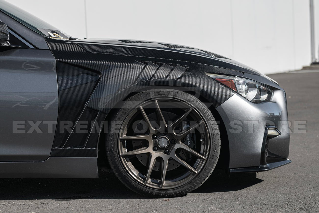 Infiniti Q50 AMS Style Carbon Fiber Vented Hood JDM EPA Fender Kit 2014-Up