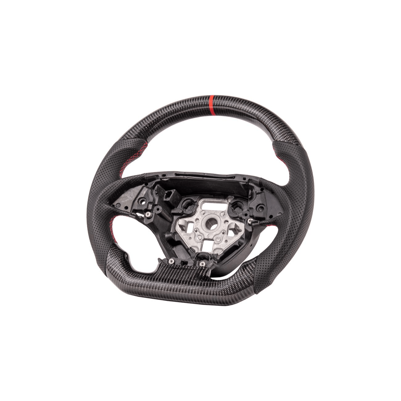 Corvette C7 Black Leather Red Stitching Carbon Fiber Steering Wheel 2014-2018
