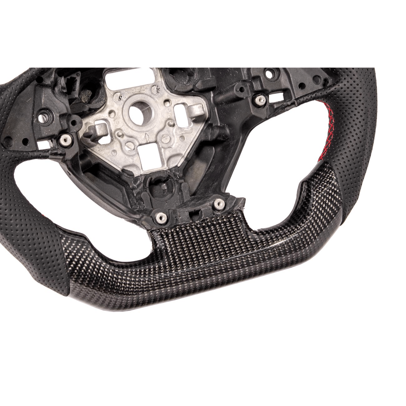 Corvette C7 Black Leather Red Stitching Carbon Fiber Steering Wheel 2014-2018