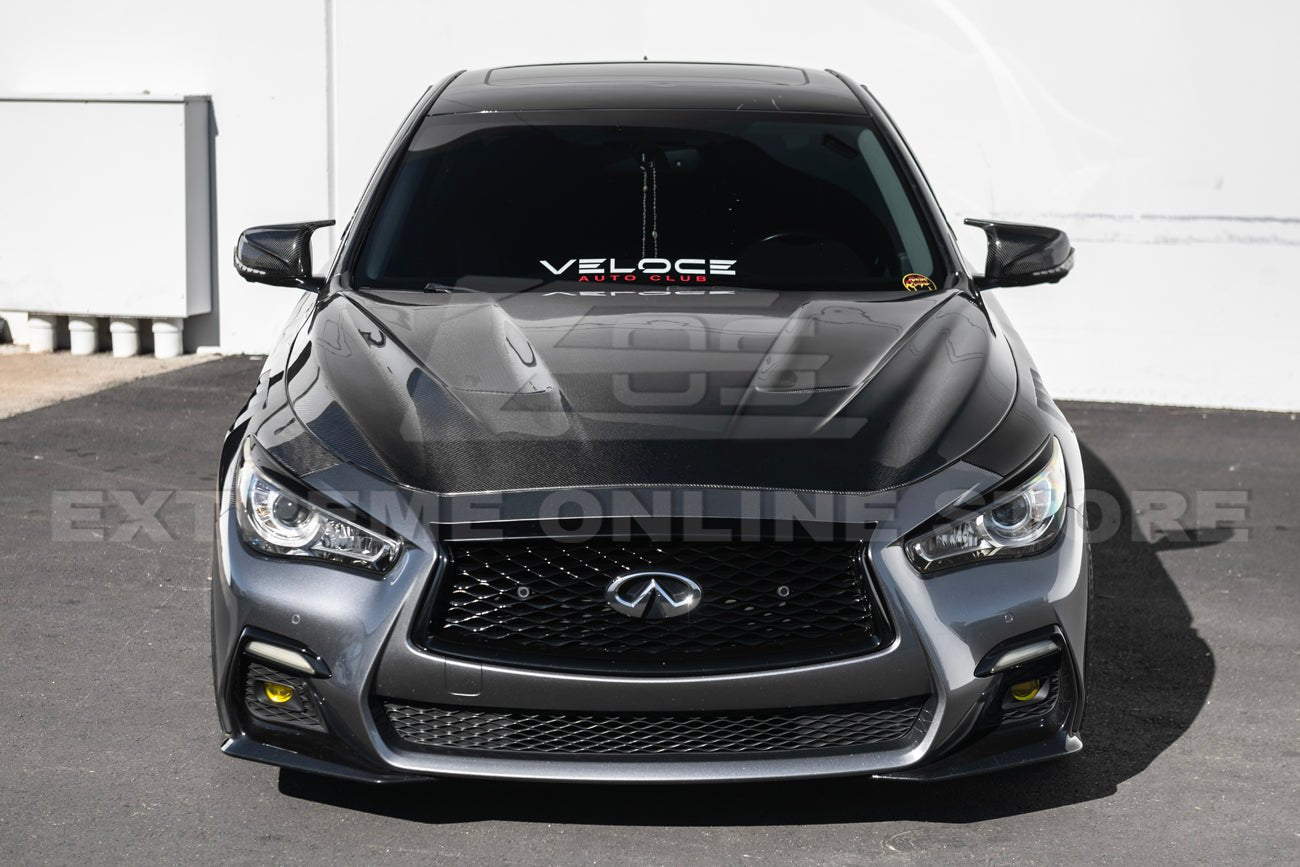 Infiniti Q50 V37 Performance Style Carbon Fiber Front Vented Hood 2014-Up