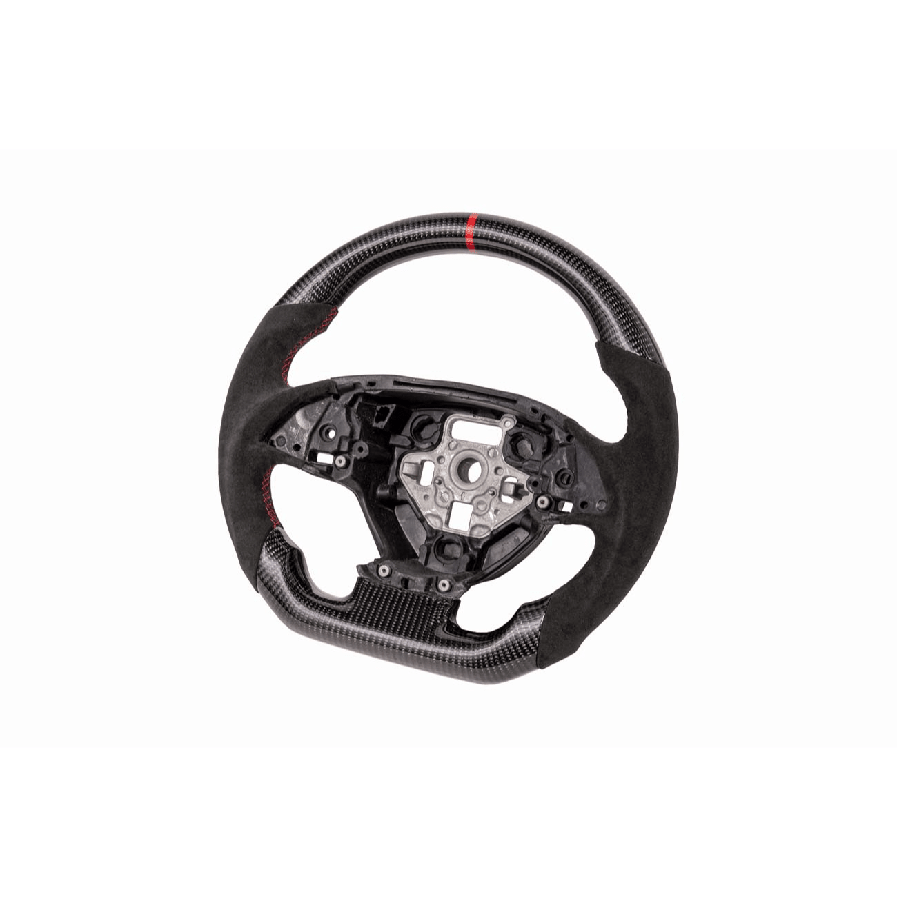 Corvette C7 Black Leather Red Stitching Carbon Fiber Steering Wheel 2014-2018