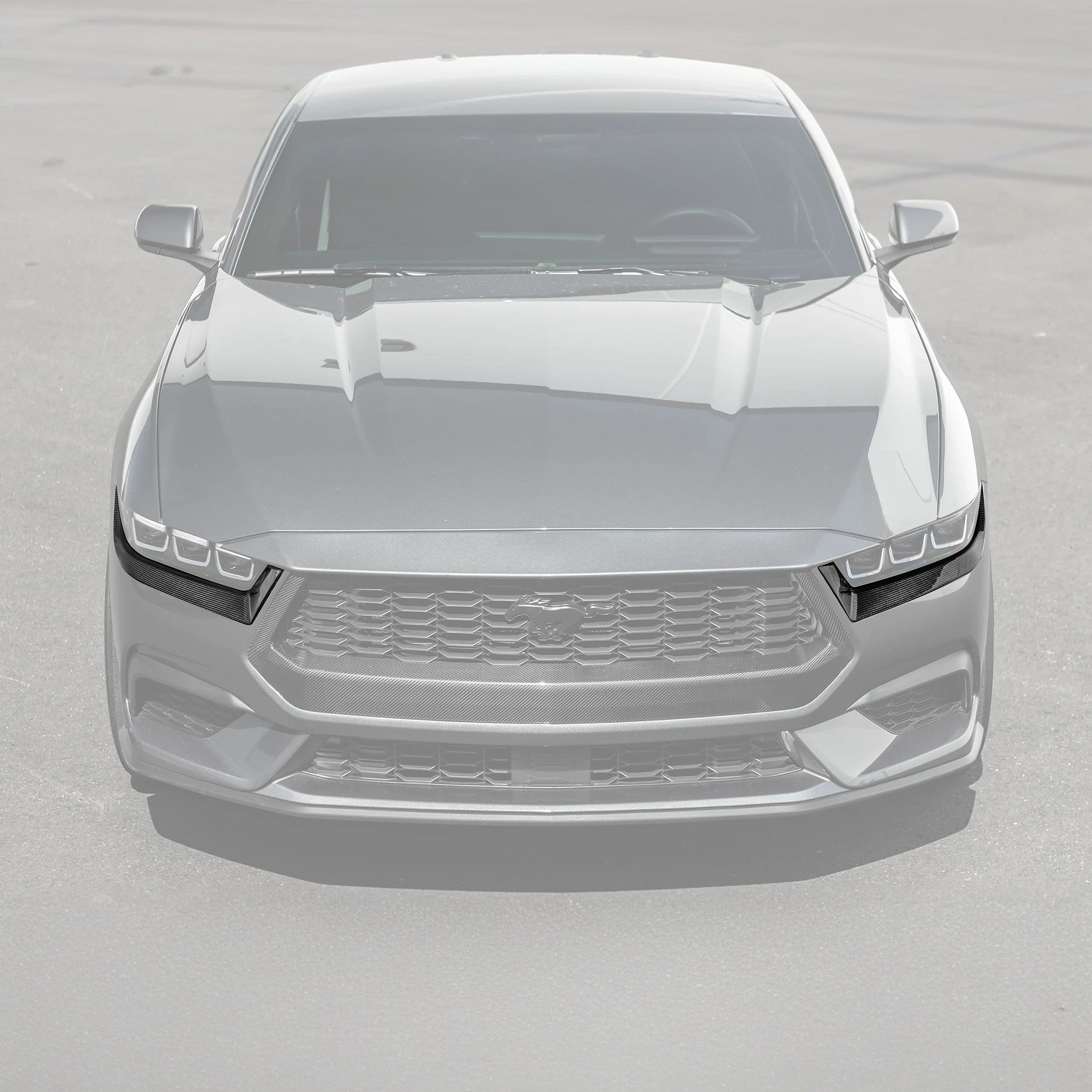 Ford Mustang S650 Factory Style Carbon Fiber Headlight Eyebrow Trim Cover Pair 2024-Up