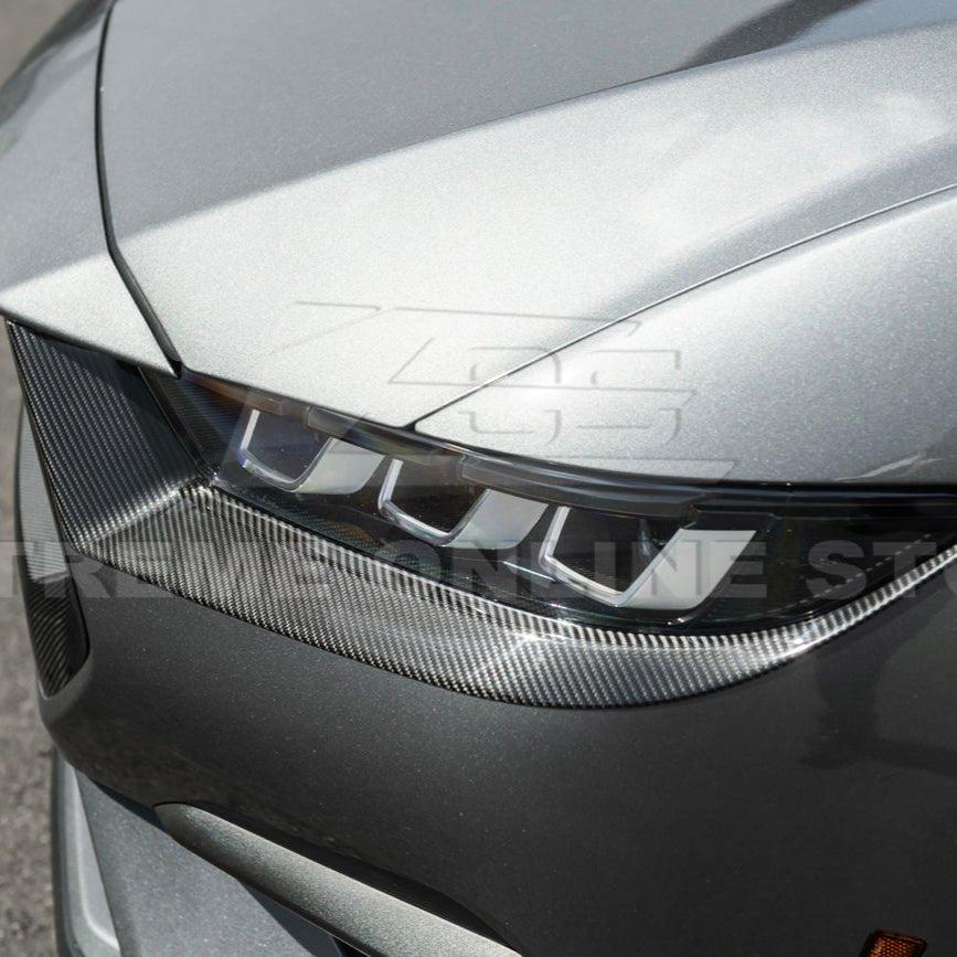 Ford Mustang S650 Factory Style Carbon Fiber Headlight Eyebrow Trim Cover Pair 2024-Up