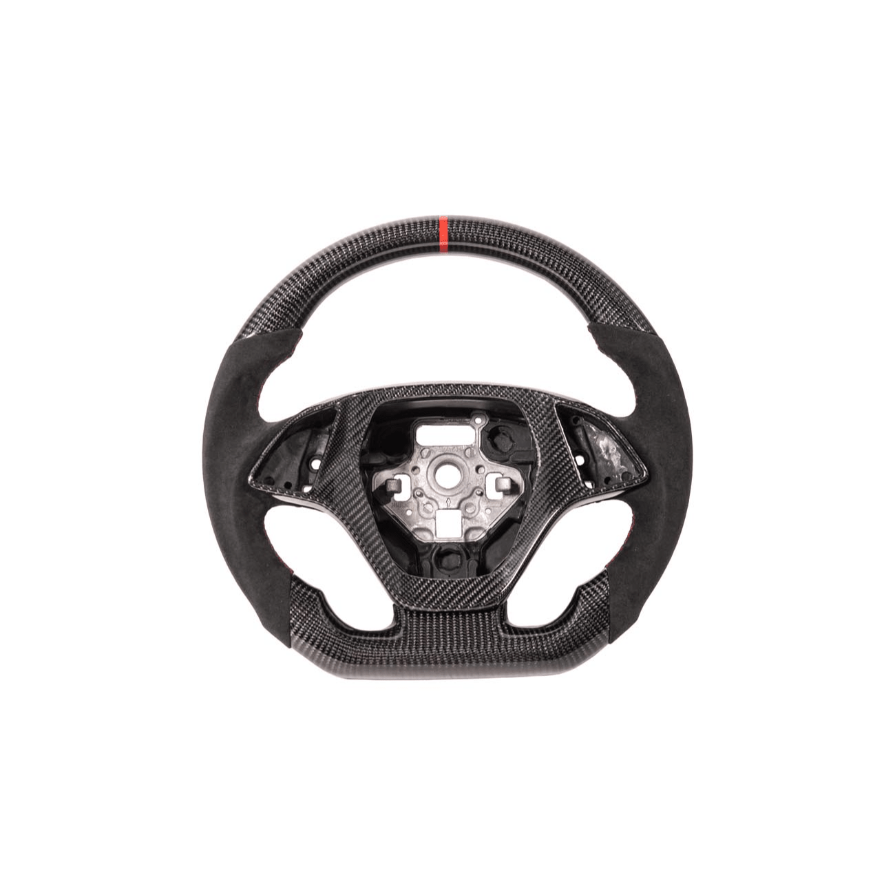 Corvette C7 Black Leather Red Stitching Carbon Fiber Steering Wheel 2014-2018