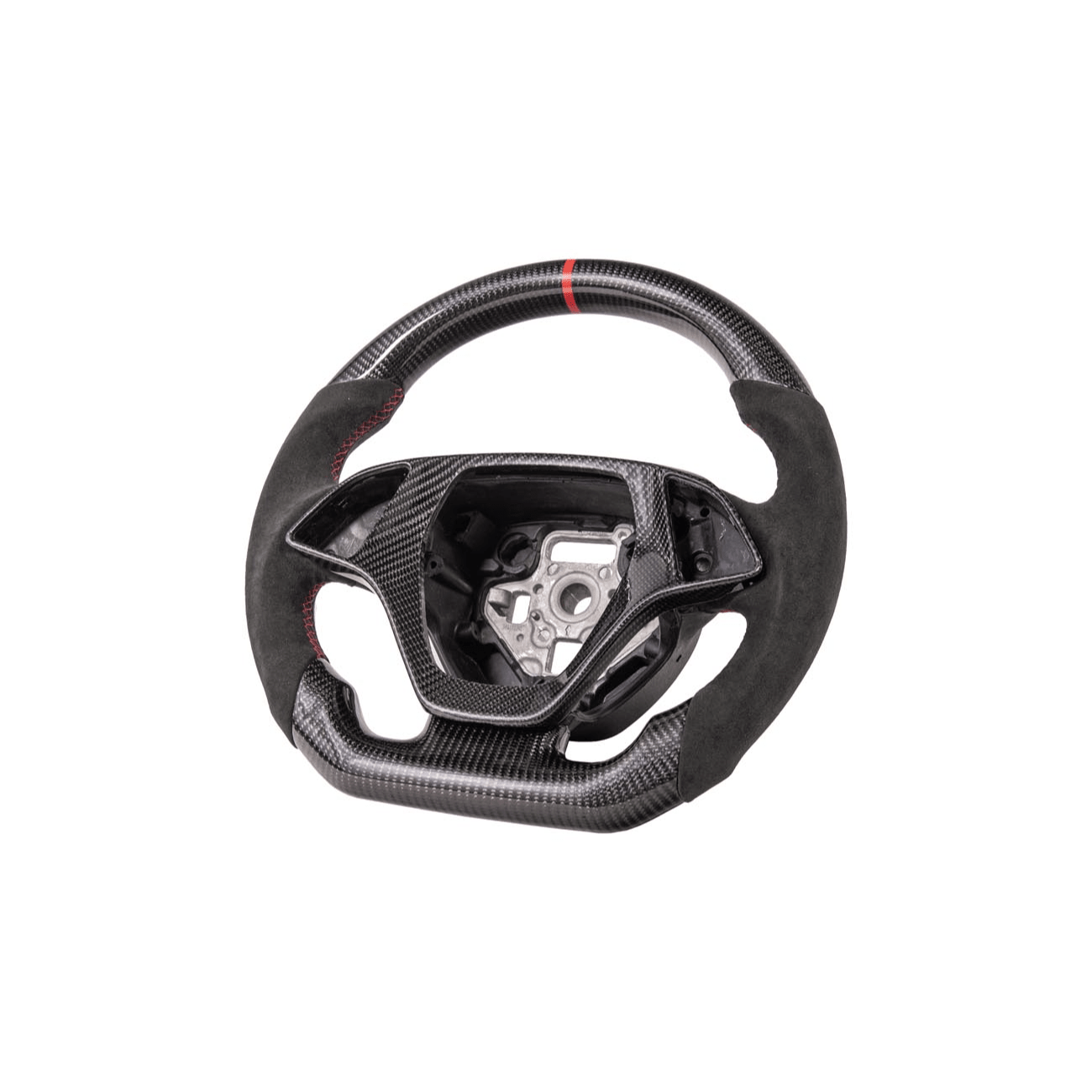Corvette C7 Black Leather Red Stitching Carbon Fiber Steering Wheel 2014-2018