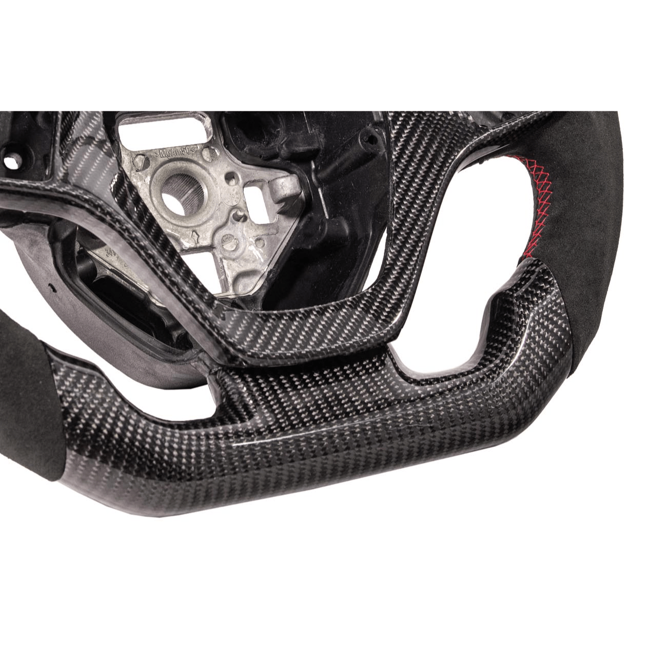 Corvette C7 Black Leather Red Stitching Carbon Fiber Steering Wheel 2014-2018