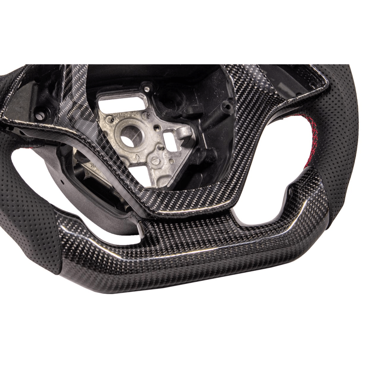 Corvette C7 Black Leather Red Stitching Carbon Fiber Steering Wheel 2014-2018