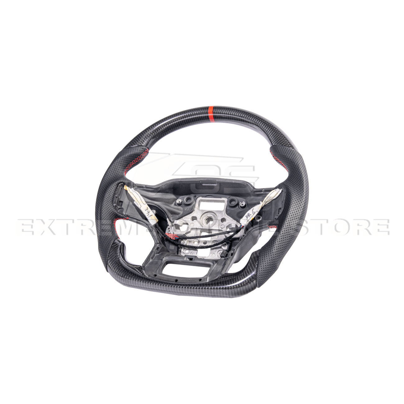 Ford F-150 Carbon Fiber Steering Wheel Perforated Leather Red Stripe 2021-Up