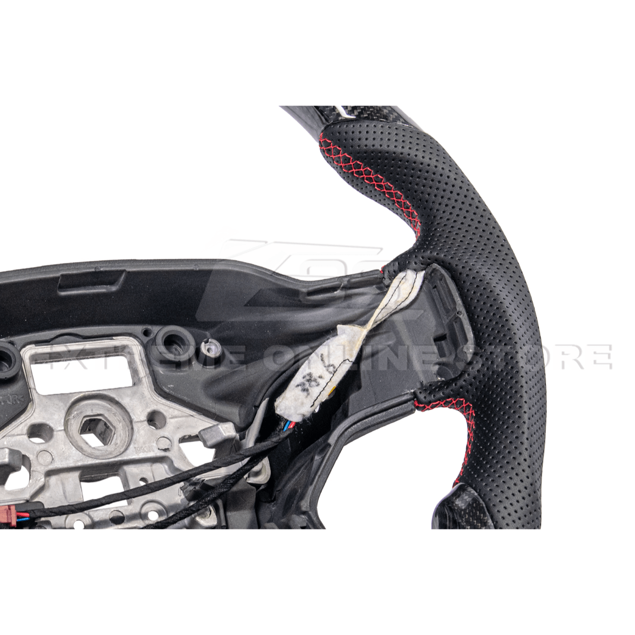 Ford F-150 Carbon Fiber Steering Wheel Perforated Leather Red Stripe 2021-Up