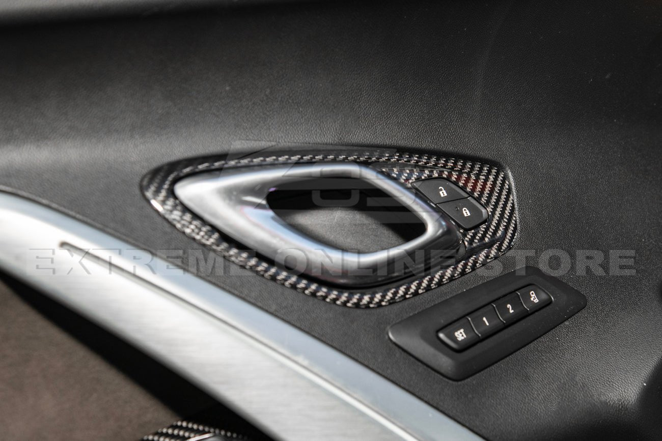 Chevrolet Camaro 6th Gen Factory Style Dry Carbon Fiber Interior Door Handle Cover 2016-2024