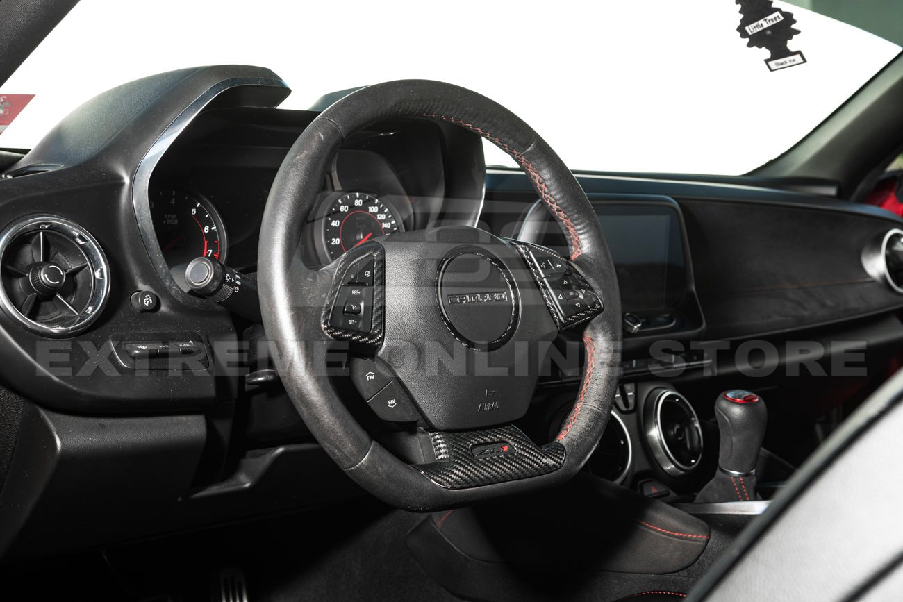 Chevrolet Camaro 6th Gen Factory Style Dry Carbon Fiber Steering Wheel Trim Cover 2016-2024