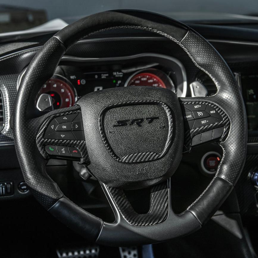 Dodge Charger Challenger Durango Carbon Fiber Steering Wheel Cover 2015-2023